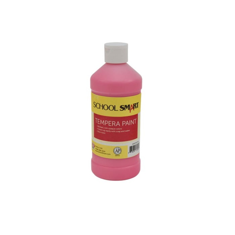 School Smart Tempera Paint, Pink, 1 Pint Bottle
