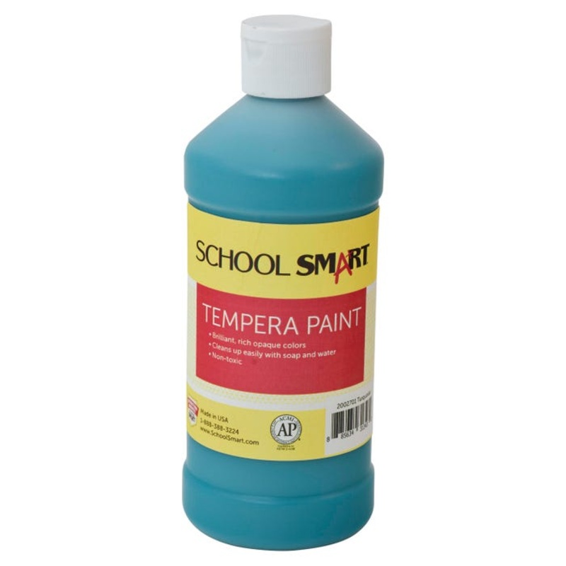 School Smart Tempera Paint, Turquoise, 1 Pint Bottle