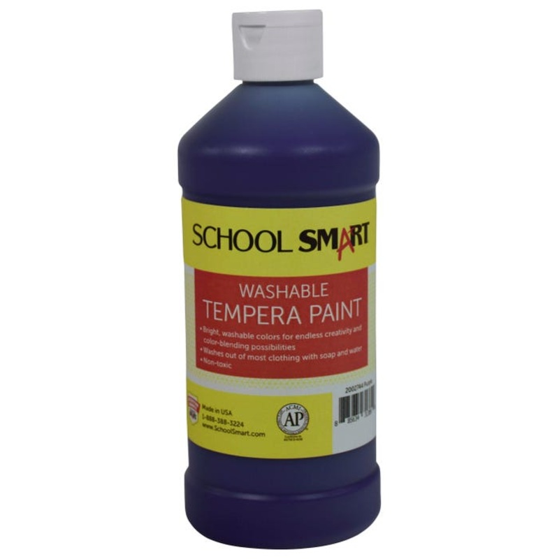 School Smart Washable Tempera Paint, Purple, 1 Pint Bottle