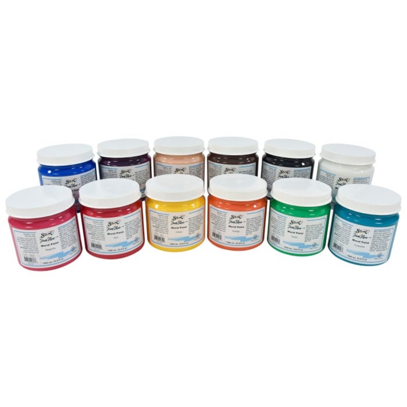 Sax Acrylic Mural Paint Set, 1 Quart Containers, Assorted Colors, Set of 12