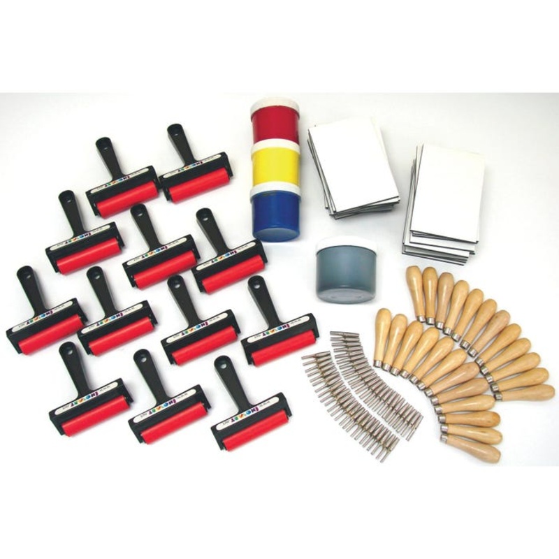 Sax Karve Majik Latex-Free Printmaking Classroom Kit, 112 Pieces