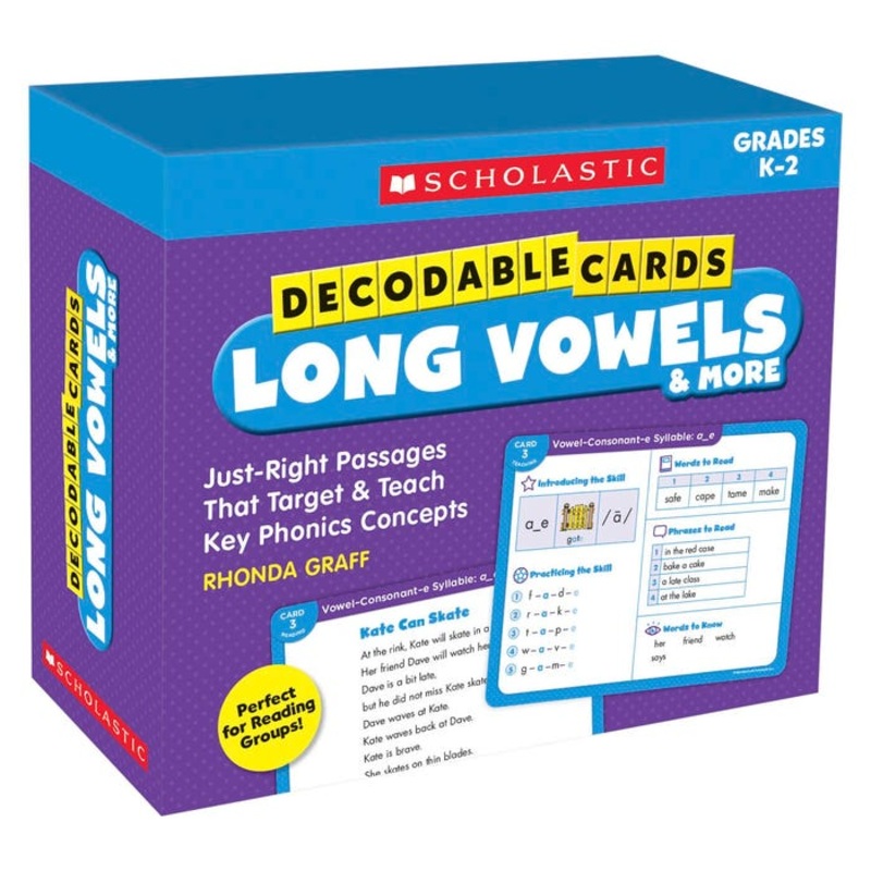 Scholastic Cards Decodable Long Vowels, Grades K-2
