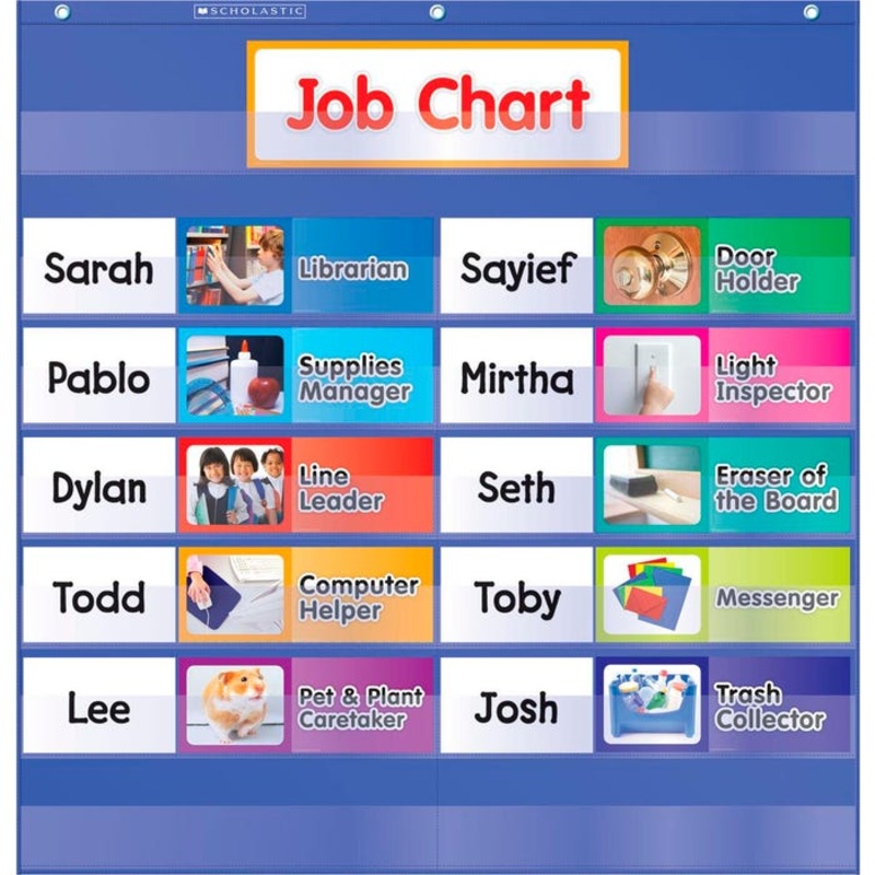 Scholastic Class Jobs Pocket Chart, 27-1/2 x 26-1/2 Inches