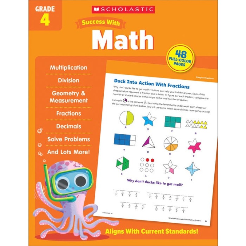 Scholastic Workbook Success With Math, Grade 4