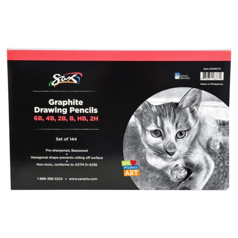 Sax Graphite Drawing Pencil Classroom Pack, Assorted Hardness, Set of 144