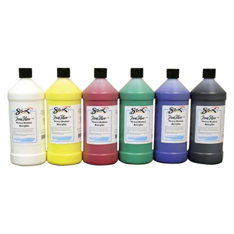 Sax Heavy Body Acrylic Paint, Quart Bottles, Assorted Colors, Set of 6