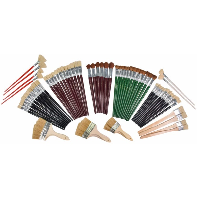 Sax Jumbo White, Yellow, and Goat Hair Bristle Paint Brushes, Assorted Sizes, Set of 72
