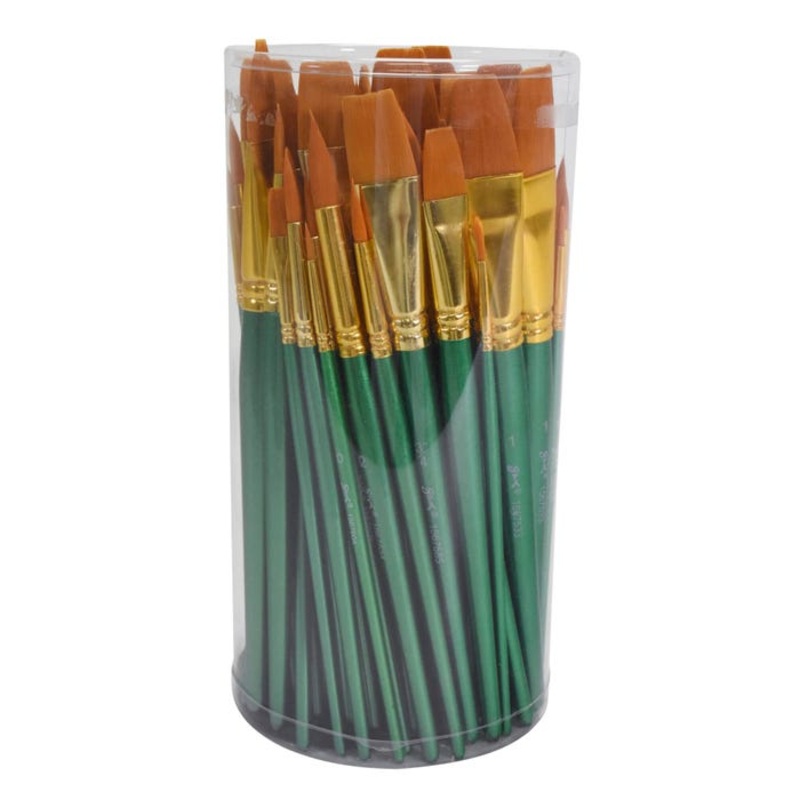 Sax Optimum Golden Synthetic Taklon Paint Brushes, Assorted Sizes, Set of 72