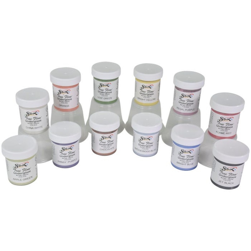 Sax Underglaze Set, 2 Ounce Jars, Assorted Colors, Set of 12