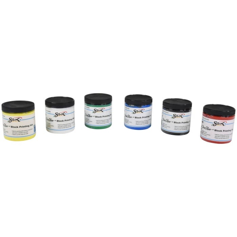 Sax Water Soluble Block Printing Ink, 8 Ounces, Assorted Colors, Set of 6