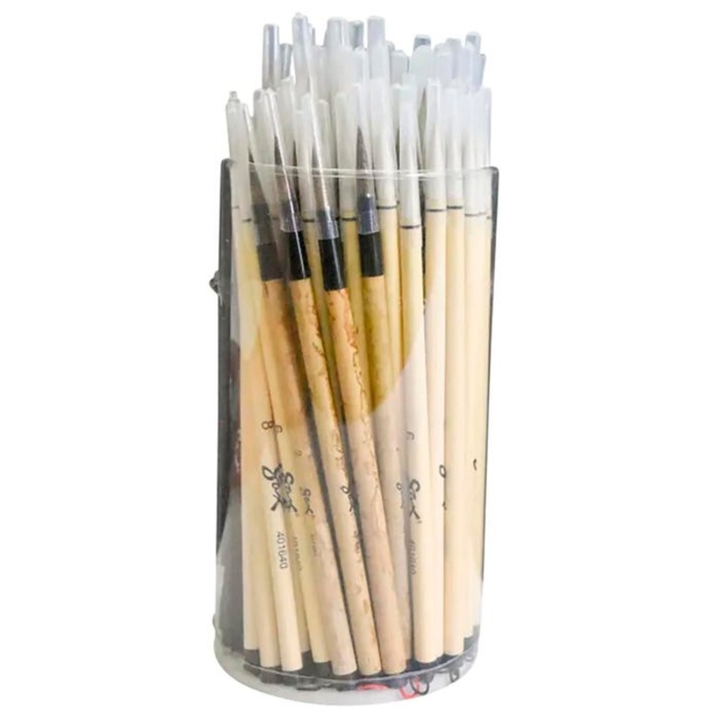 Sax Watercolor Paint Brushes with Bamboo Handles, Assorted Sizes, Set of 72