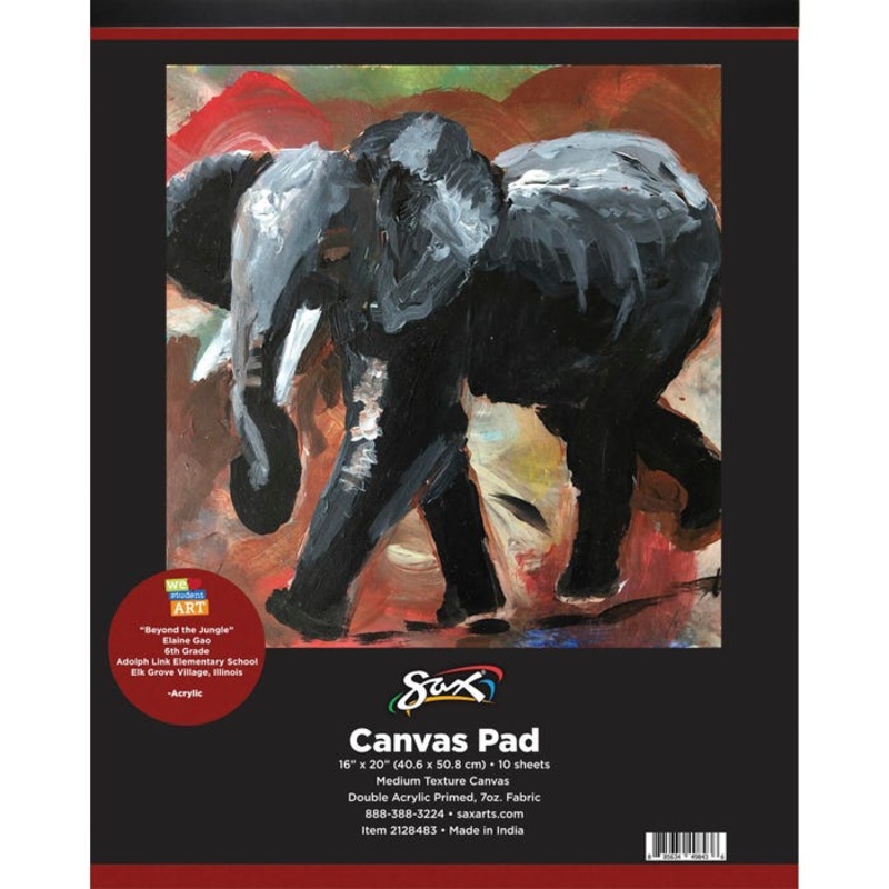Sax Genuine Primed Canvas Pad, 16 x 20 Inches, White, 10 Sheets