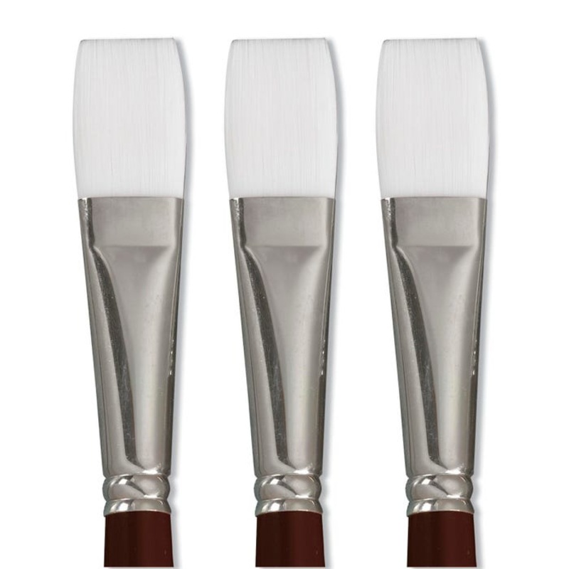 Sax Optimum White Taklon Synthetic Paint Brushes, Bright, Size 12, Set of 3