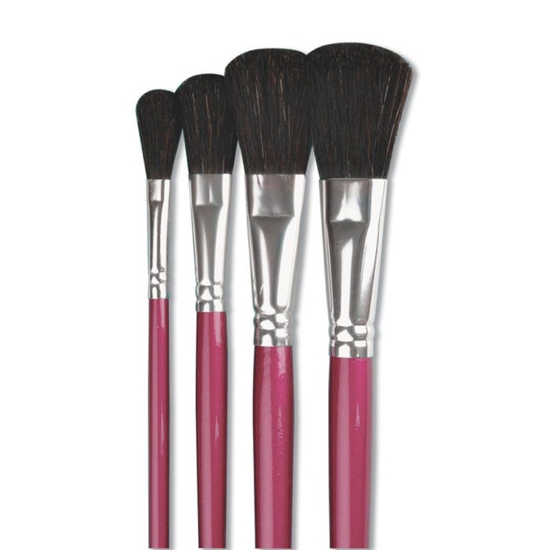 Sax Oval Wash Paint Brushes with Short Handles, Assorted Sizes, Set of 4
