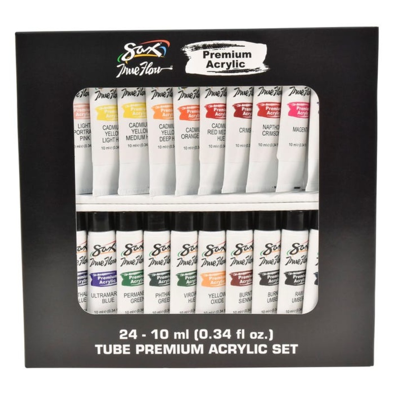 Sax Premium Acrylic Paint, Assorted Colors, 0.34 Ounce Tubes, Set of 24