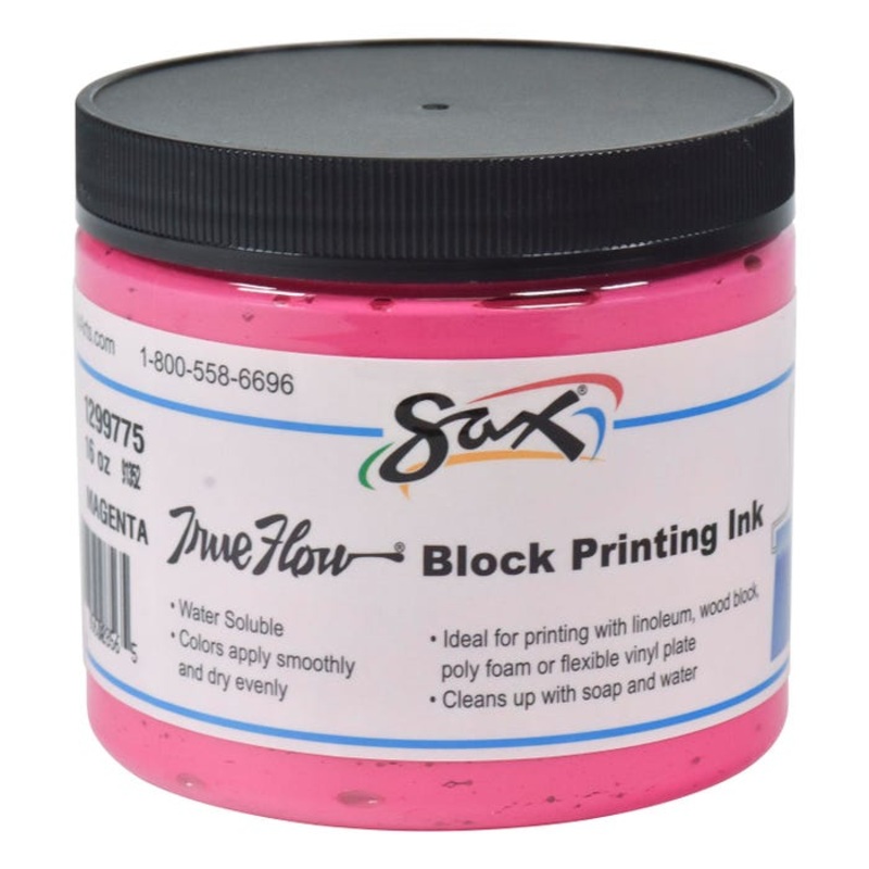 Sax Water Soluble Block Printing Ink, 1 Pint Jar, Magenta