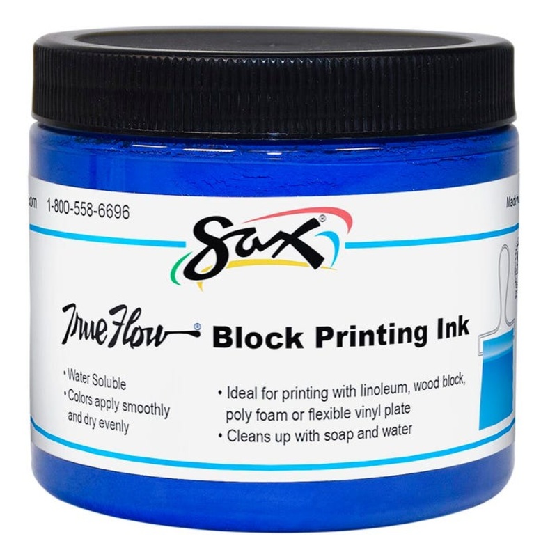 Sax Water Soluble Block Printing Ink, 1 Pint Jar, Primary Blue