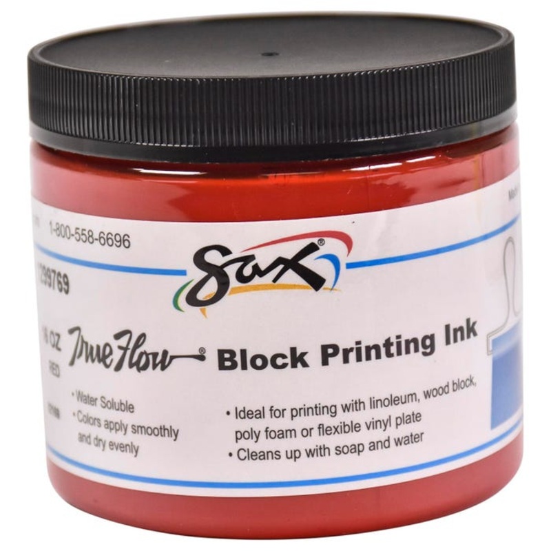 Sax Water Soluble Block Printing Ink, 1 Pint Jar, Primary Red