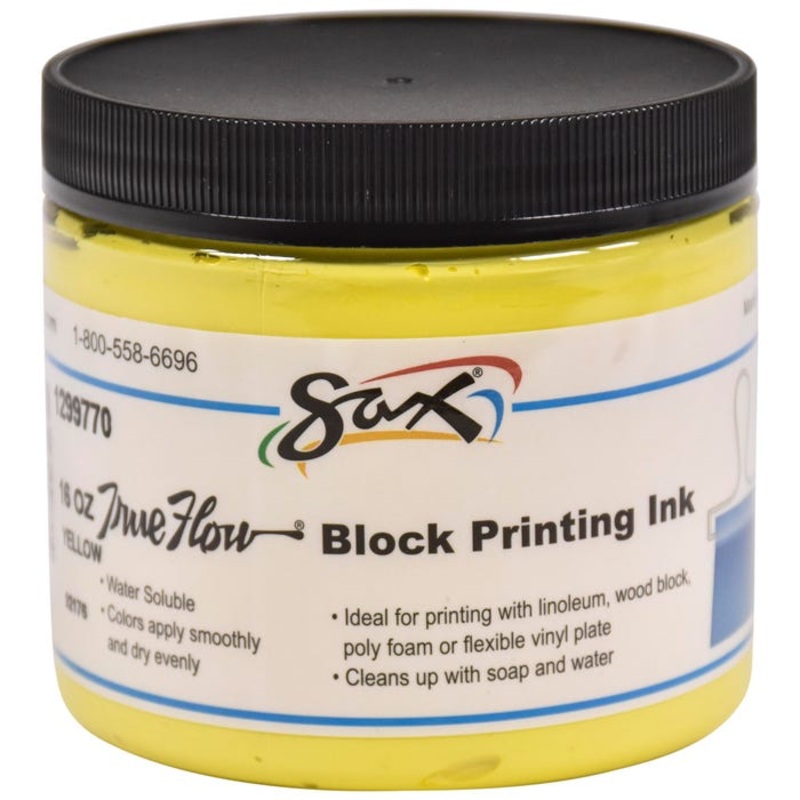 Sax Water Soluble Block Printing Ink, 1 Pint Jar, Primary Yellow