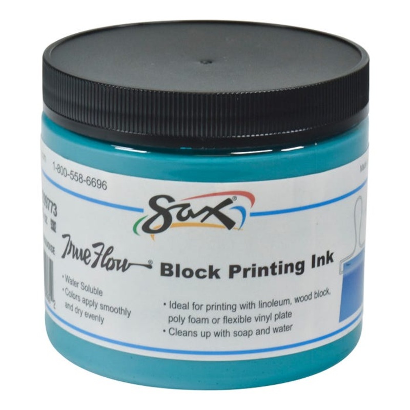 Sax Water Soluble Block Printing Ink, 1 Pint Jar, Turquoise