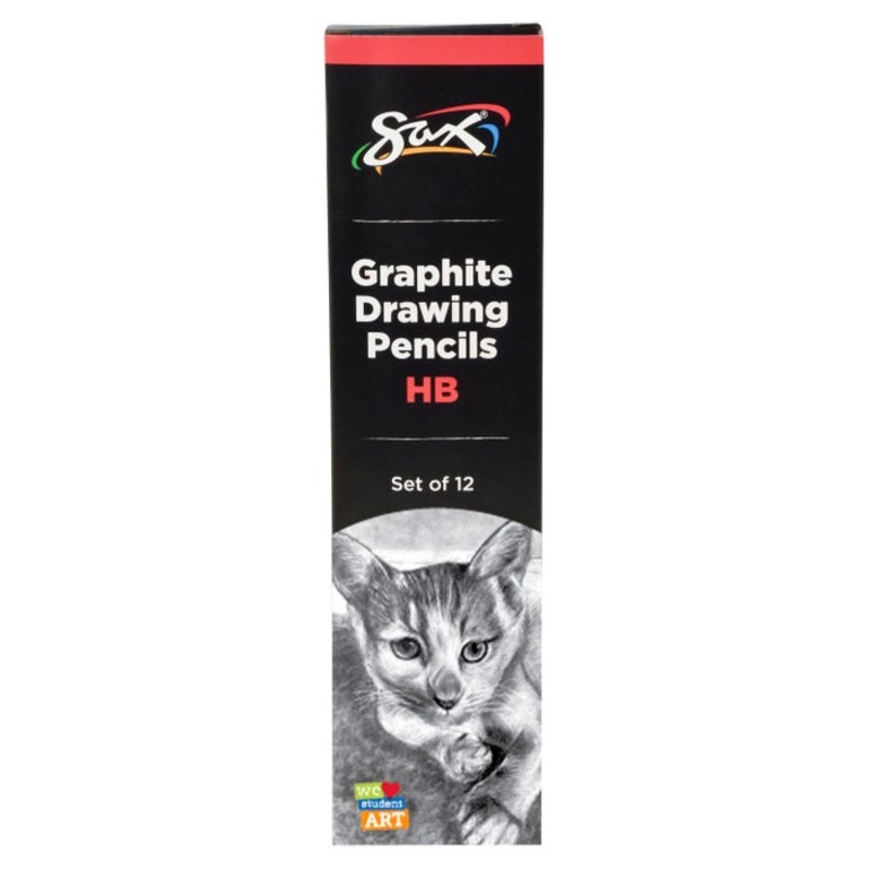 Sax Graphite Drawing Pencil Pack, HB Lead Hardness Degree, Set of 12