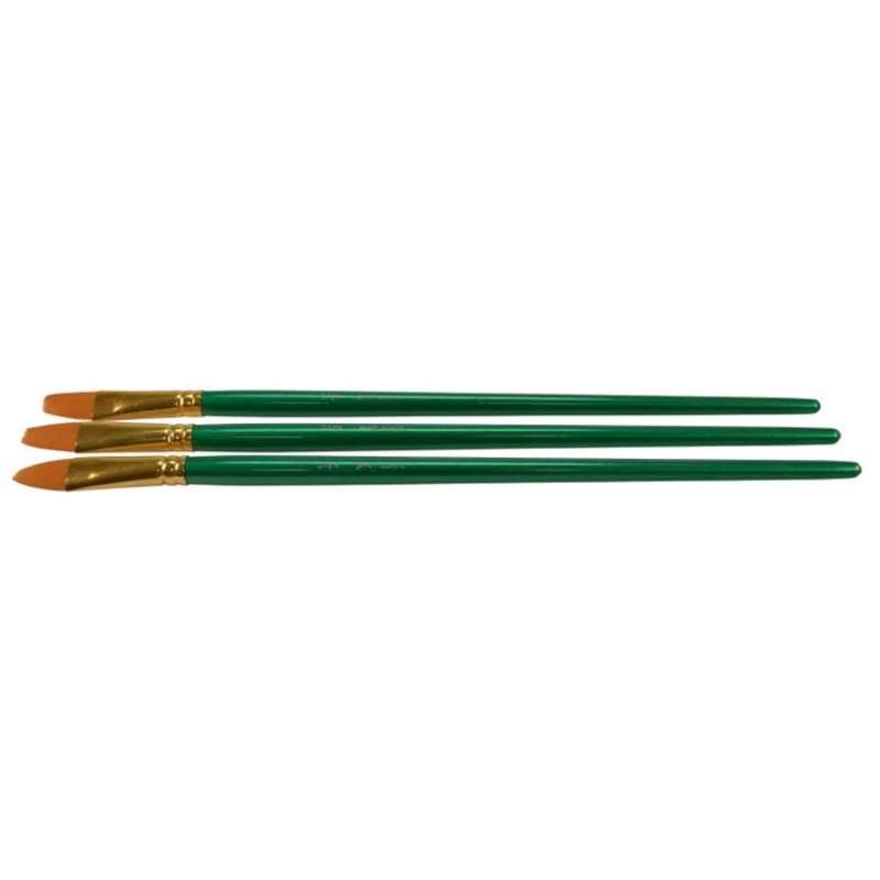 Sax Optimum Golden Synthetic Taklon Paint Brushes Long, Flat, 1/2 Inch, Set of 3