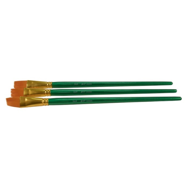 Sax Optimum Golden Synthetic Taklon Paint Brushes Long, Flat, 3/4 Inch, Pack of 3