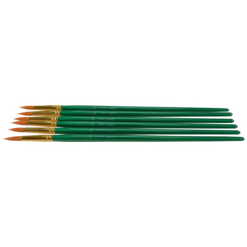 Sax Optimum Golden Synthetic Taklon Paint Brushes Long, Round, Size 10, Set of 6
