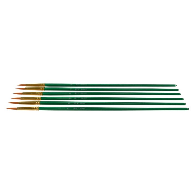 Sax Optimum Golden Synthetic Taklon Paint Brushes Long, Round, Size 6, Set of 6