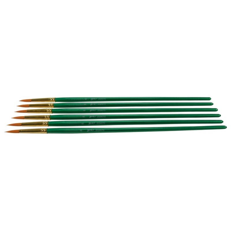 Sax Optimum Golden Synthetic Taklon Paint Brushes Long, Round, Size 8, Set of 6