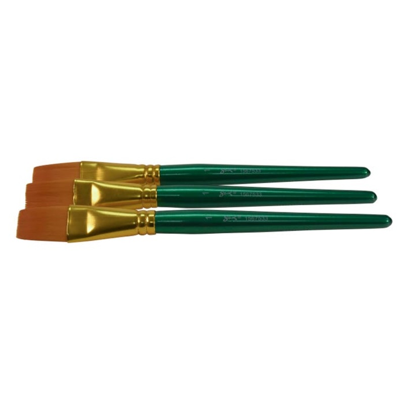Sax Optimum Golden Synthetic Taklon Paint Brushes Short, Flat, 1 Inch, Set of 3