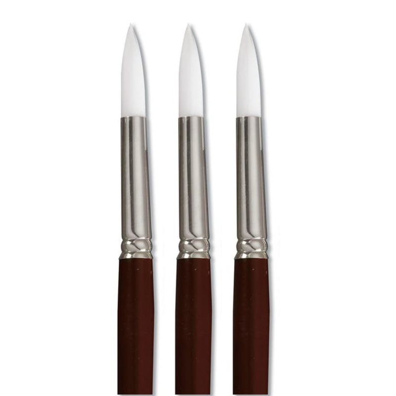 Sax Optimum Golden Synthetic Taklon Paint Brushes Short, Round, Size 12, Set of 3