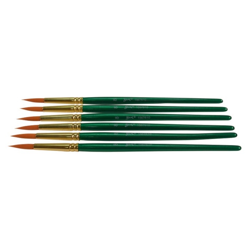 Sax Optimum Golden Synthetic Taklon Paint Brushes Short, Round, Size 8, Set of 6