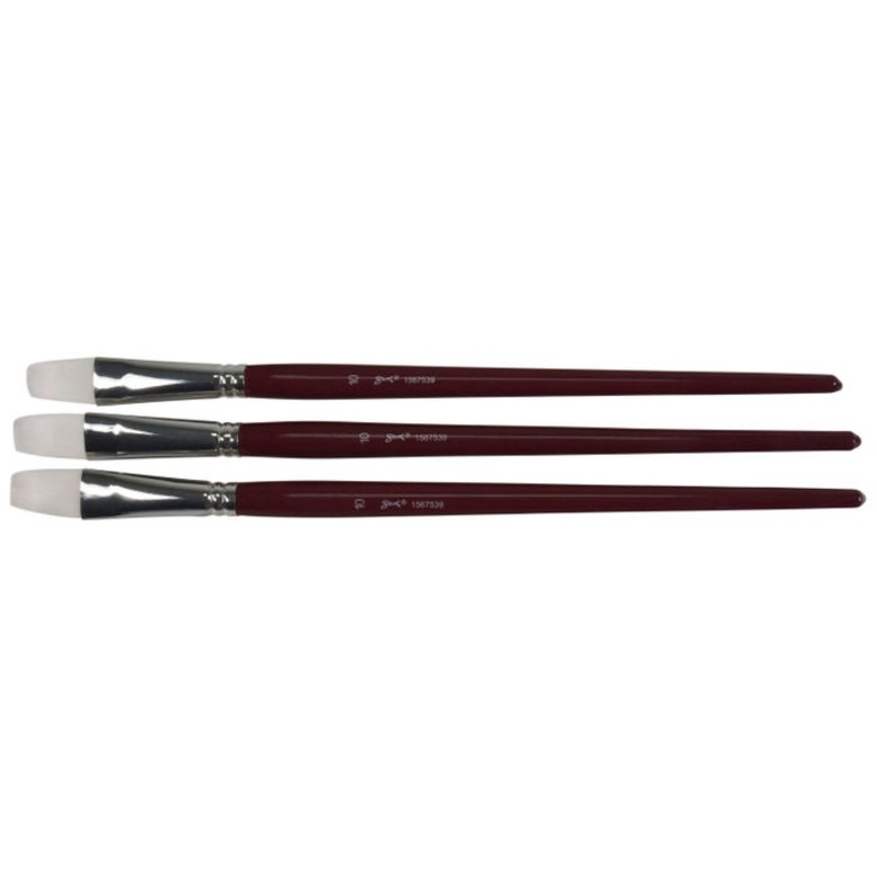 Sax Optimum White Taklon Synthetic Paint Brushes, Bright, Size 10, Set of 3