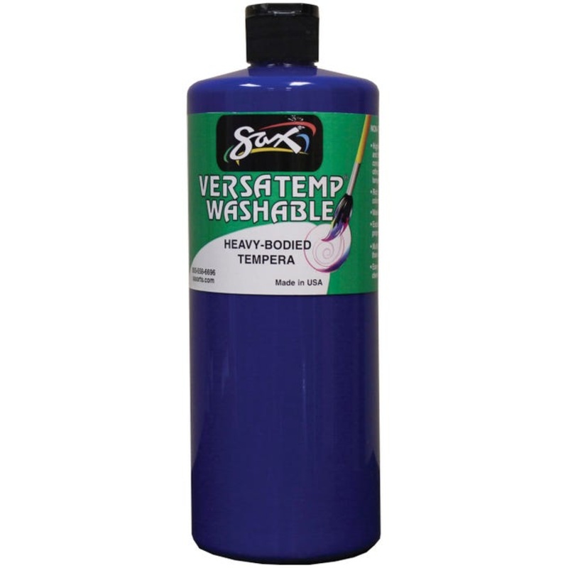 Sax Versatemp Washable Heavy-Bodied Tempera Paint, 1 Quart, Primary Blue
