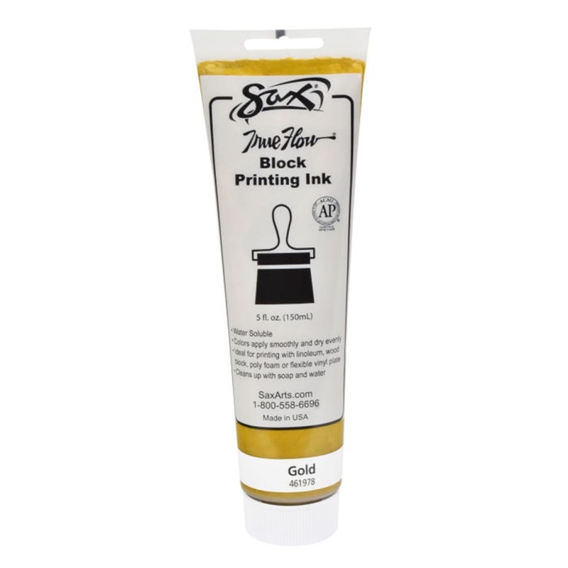 Sax Water Soluble Block Printing Ink, 5 Ounce Tube, Gold