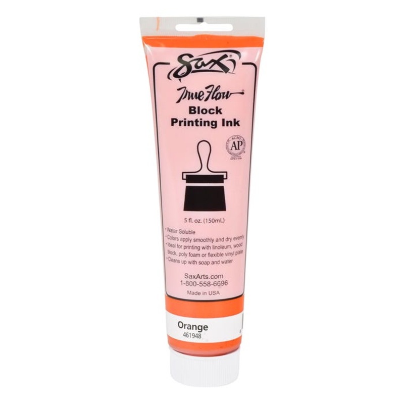 Sax Water Soluble Block Printing Ink, 5 Ounce Tube, Orange
