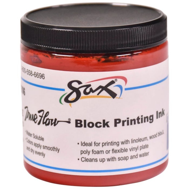 Sax Water Soluble Block Printing Ink, 8 Ounce Jar, Primary Red