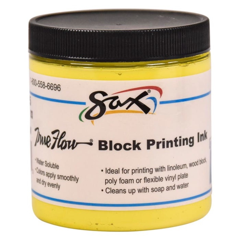 Sax Water Soluble Block Printing Ink, 8 Ounce Jar, Primary Yellow