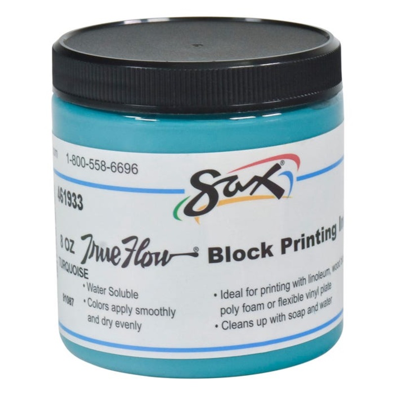 Sax Water Soluble Block Printing Ink, 8 Ounce Jar, Turquoise