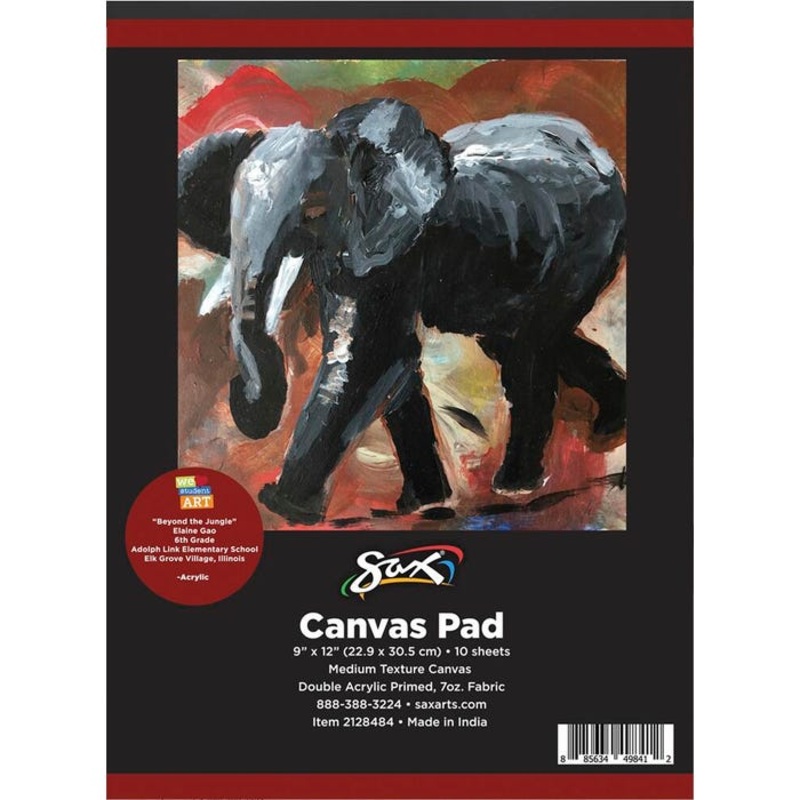 Sax Genuine Primed Canvas Pad, 9 x 12 Inches, White, 10 Sheets