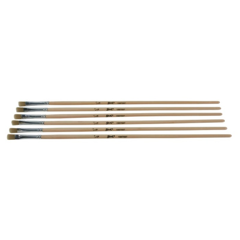 Sax Golden Synthetic Bristle Acrylic Easel Paint Brushes, Flat, 1/4 Inch, Set of 6