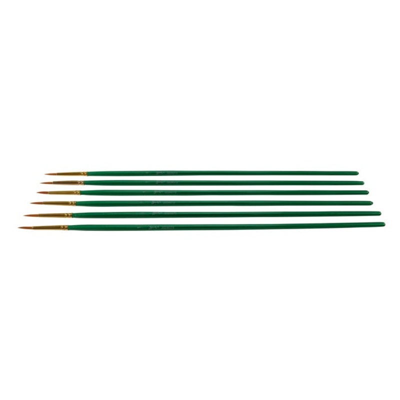 Sax Optimum Golden Synthetic Taklon Paint Brushes Long, Round, Size 1, Set of 6