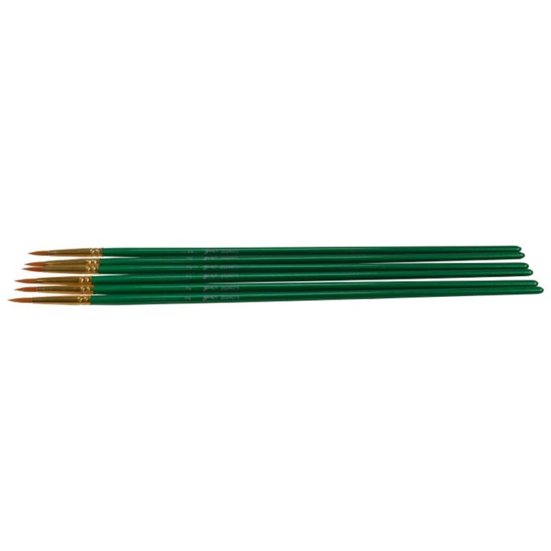 Sax Optimum Golden Synthetic Taklon Paint Brushes Long, Round, Size 2, Set of 6