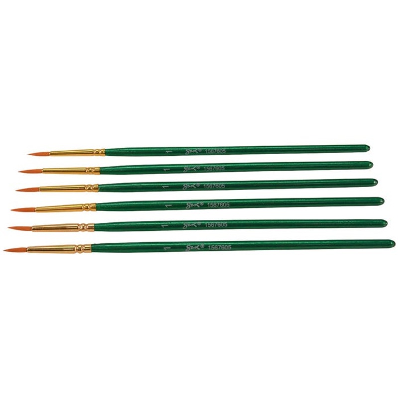 Sax Optimum Golden Synthetic Taklon Paint Brushes Short, Round, Size 1, Set of 6