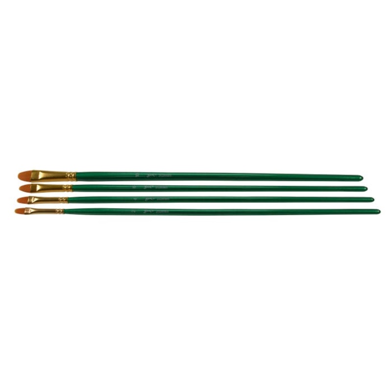 Sax Optimum Golden Taklon Paint Brushes Long, Filbert, Assorted Sizes, Set of 4