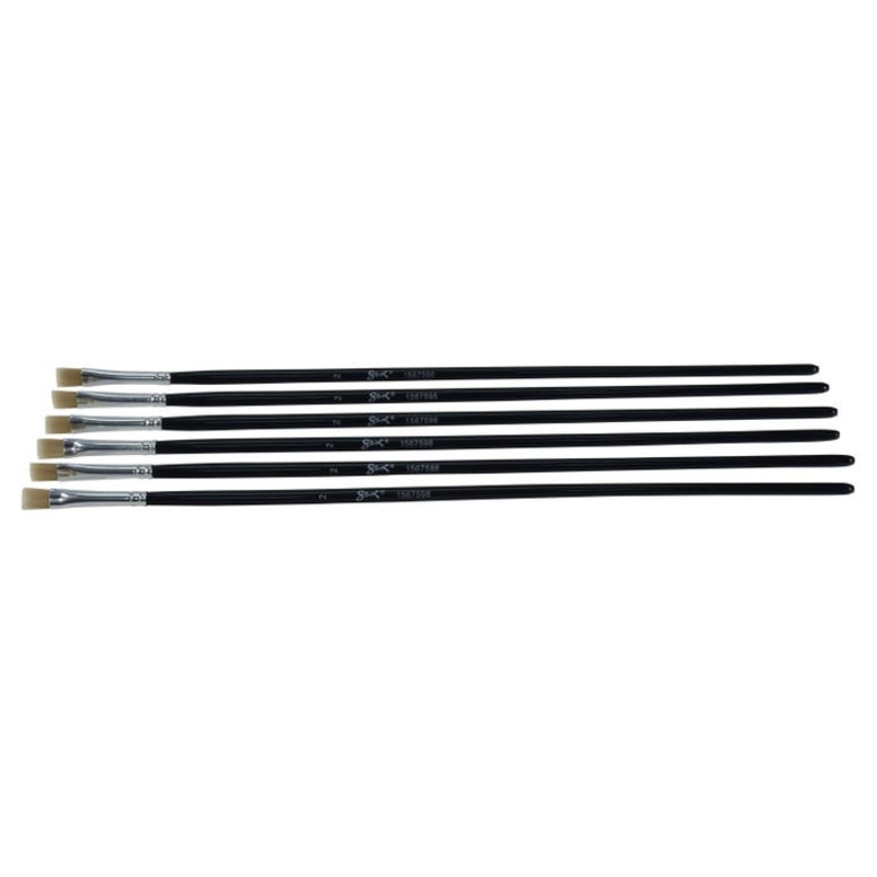 Sax Phoenix Golden Synthetic Paint Brushes Long, Flat, Size 2, Set of 6