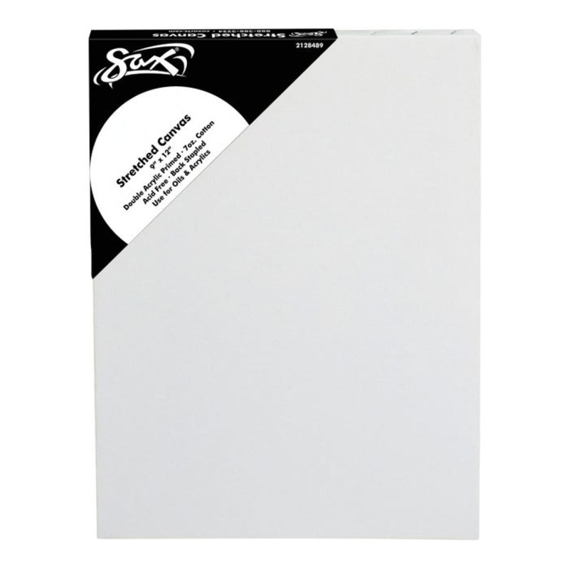 Sax Quality Stretched Canvas, Double Acrylic Primed, 9 x 12 Inches, White