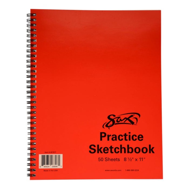 Sax Spiral Binding Smooth Sketchbook, 50 lb, 8-1/2 x 11 Inches, 50 Sheets, White
