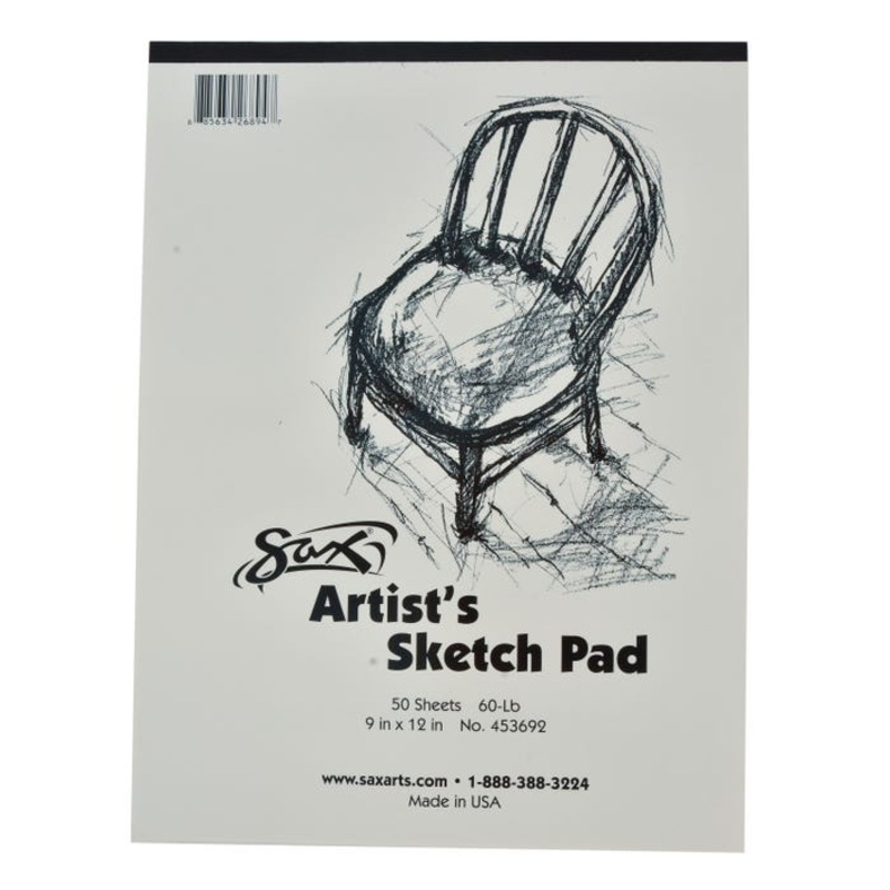 Sax Sulphite Artist's Sketch Pad, 60 lbs, 9 x 12 Inches, White, 50 Sheets